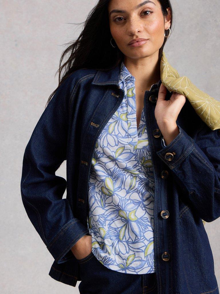 ALLIE JERSEY SHIRT in WHITE PR - MODEL DETAIL