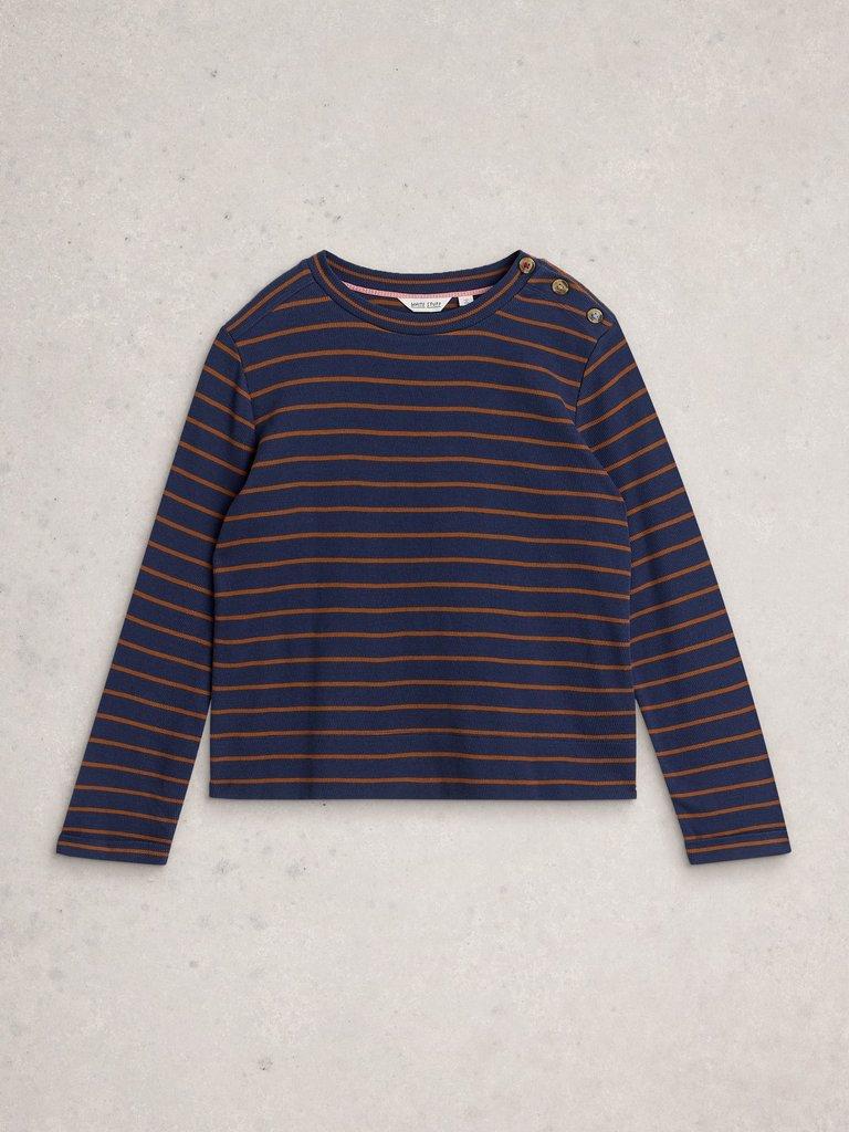 MARION STRIPE TOP in NAVY MULTI - FLAT FRONT