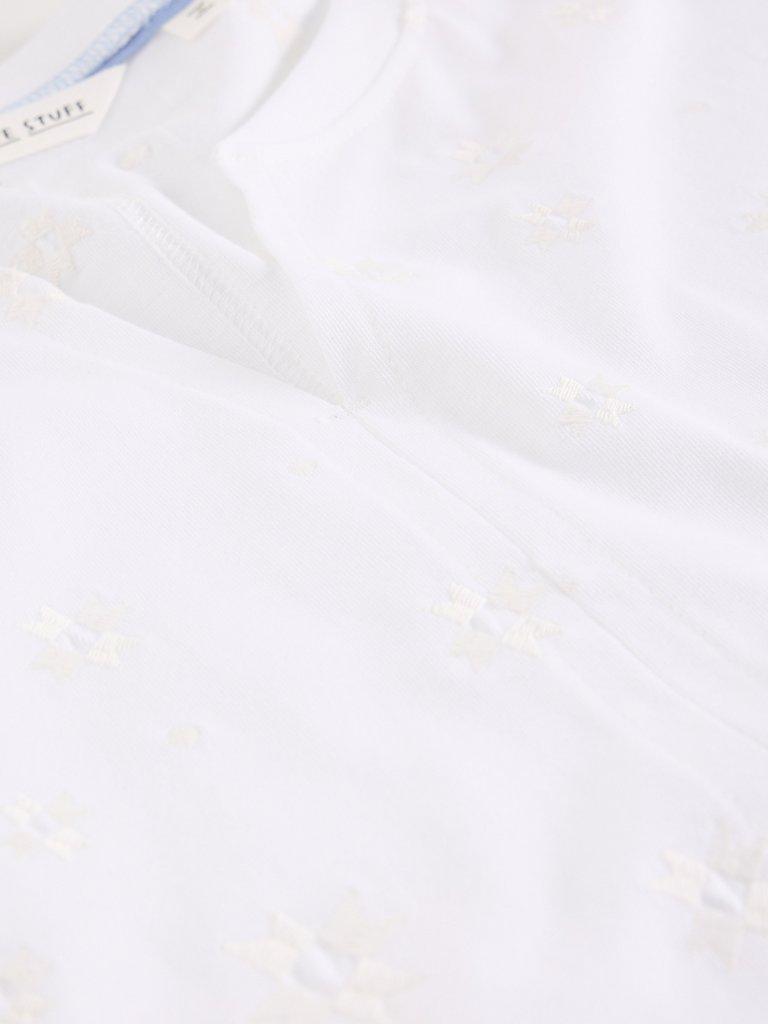 NELLY EMBROIDERED TEE in BRIL WHITE - FLAT DETAIL