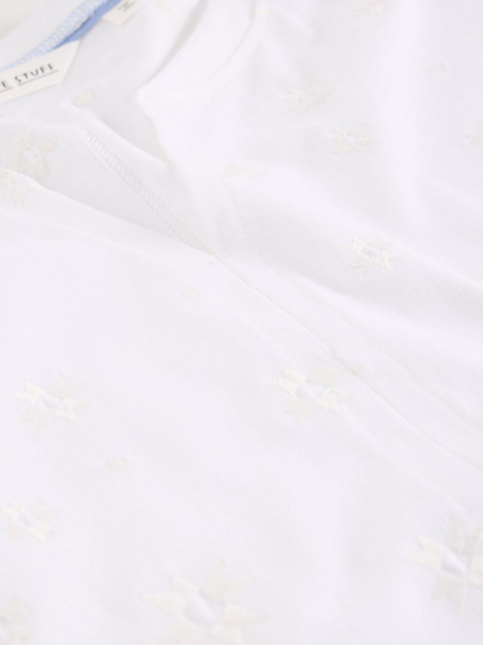 NELLY EMBROIDERED TEE in BRIL WHITE - FLAT DETAIL