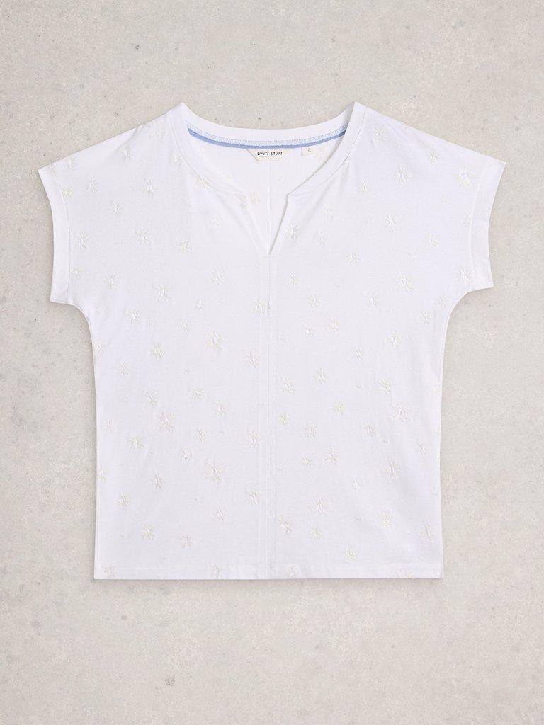 NELLY EMBROIDERED TEE in BRIL WHITE - FLAT FRONT