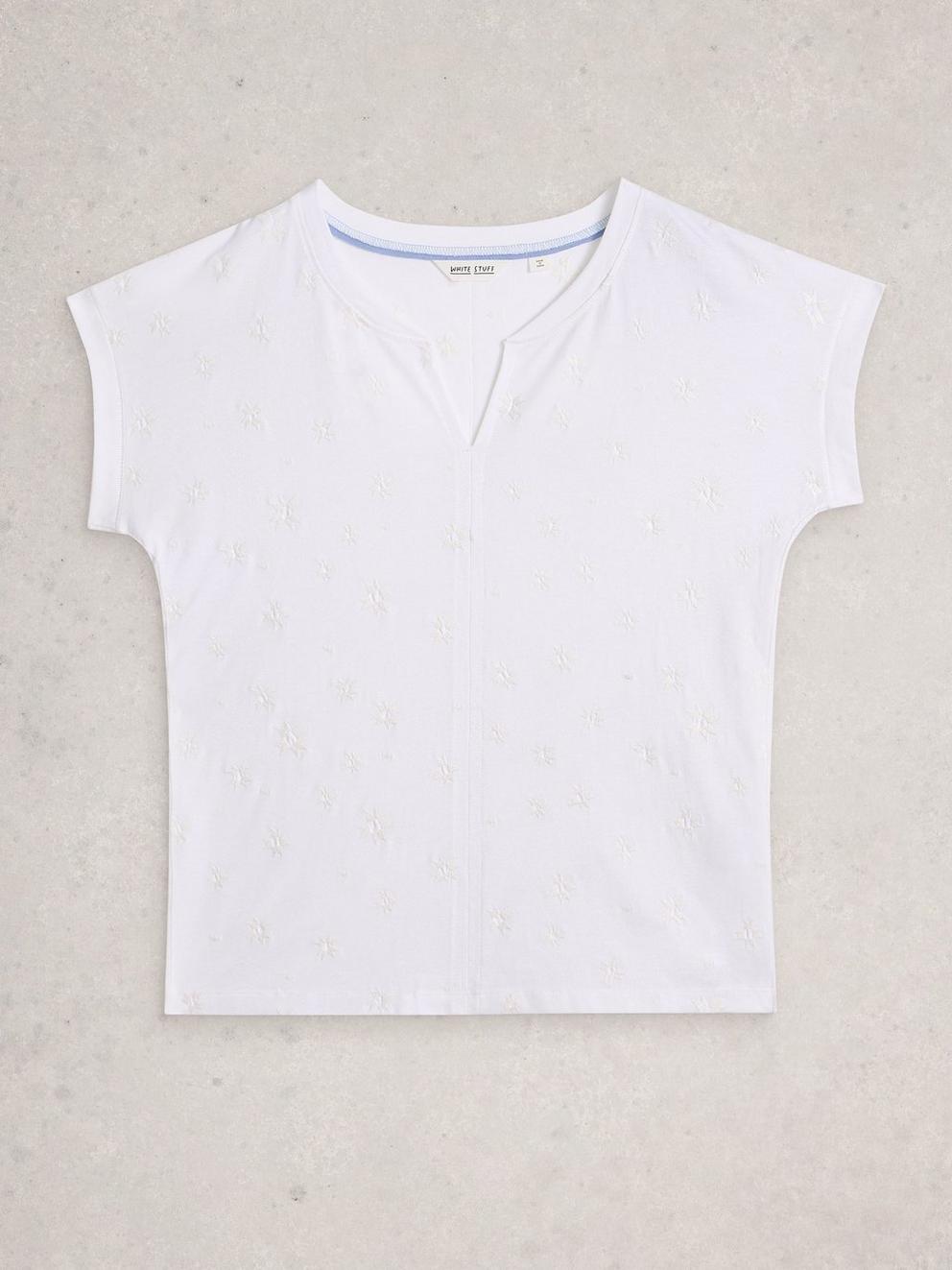 NELLY EMBROIDERED TEE in BRIL WHITE - FLAT FRONT