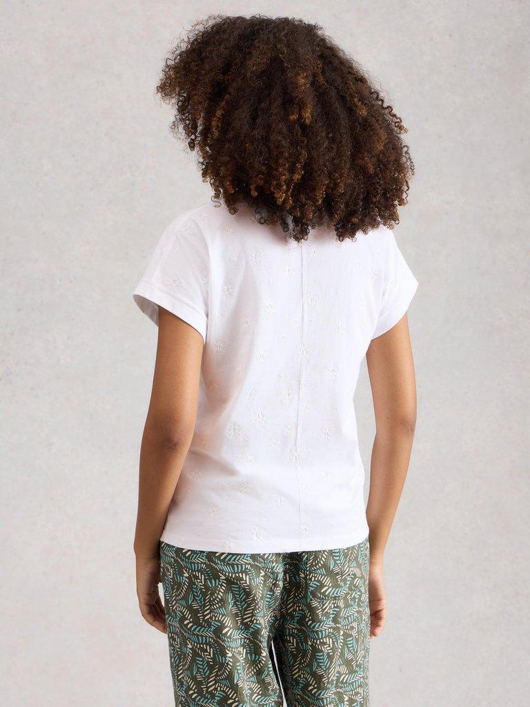 NELLY EMBROIDERED TEE in BRIL WHITE - MODEL BACK