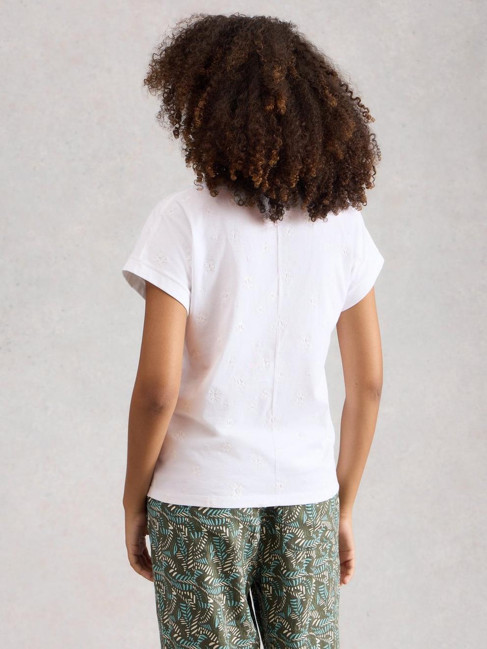 NELLY EMBROIDERED TEE in BRIL WHITE - MODEL BACK