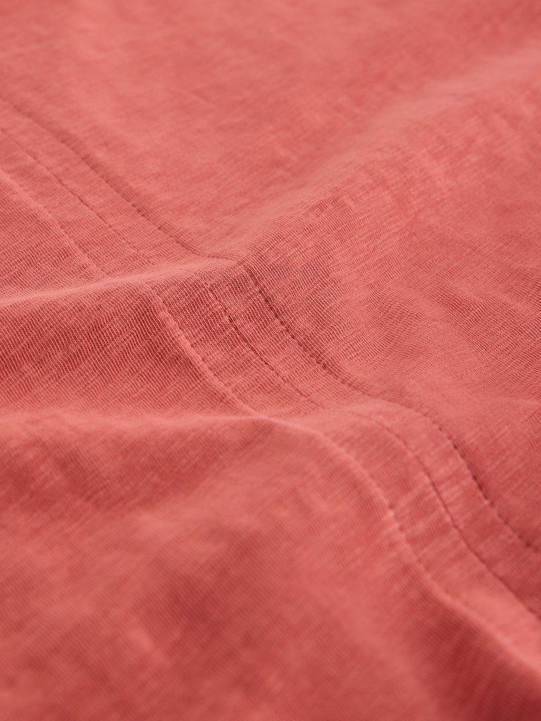 NELLY NOTCH NECK SHORT SLEEVE T-SHIRT in MID PINK - FLAT DETAIL