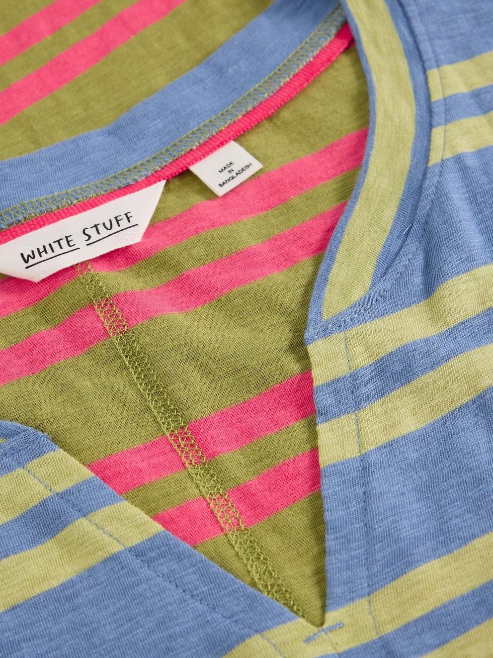 NELLY NOTCH STRIPE TEE in BLUE MLT - FLAT DETAIL