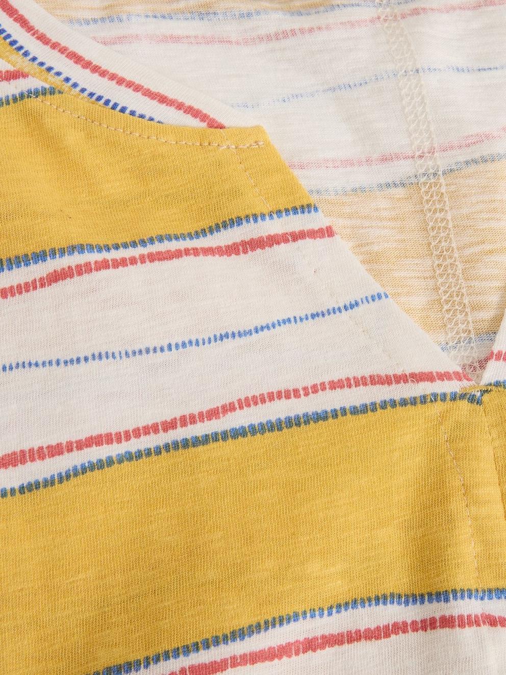 NELLY NOTCH STRIPE TEE in YELLOW MLT - FLAT DETAIL