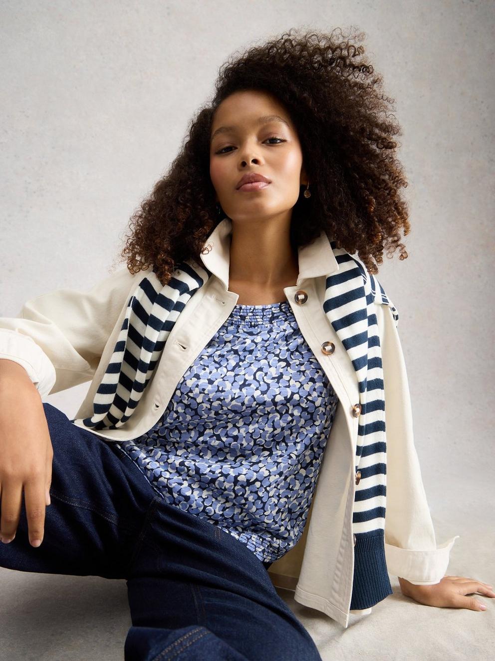 WEAVER JERSEY CREW NECK TEE in BLUE PR - LIFESTYLE