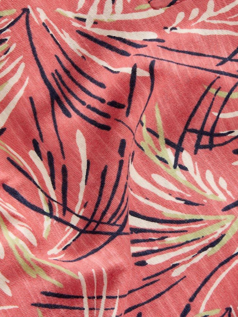 WEAVER NOTCH NECK SHORT SLEEVE TEE in PINK MLT - FLAT DETAIL