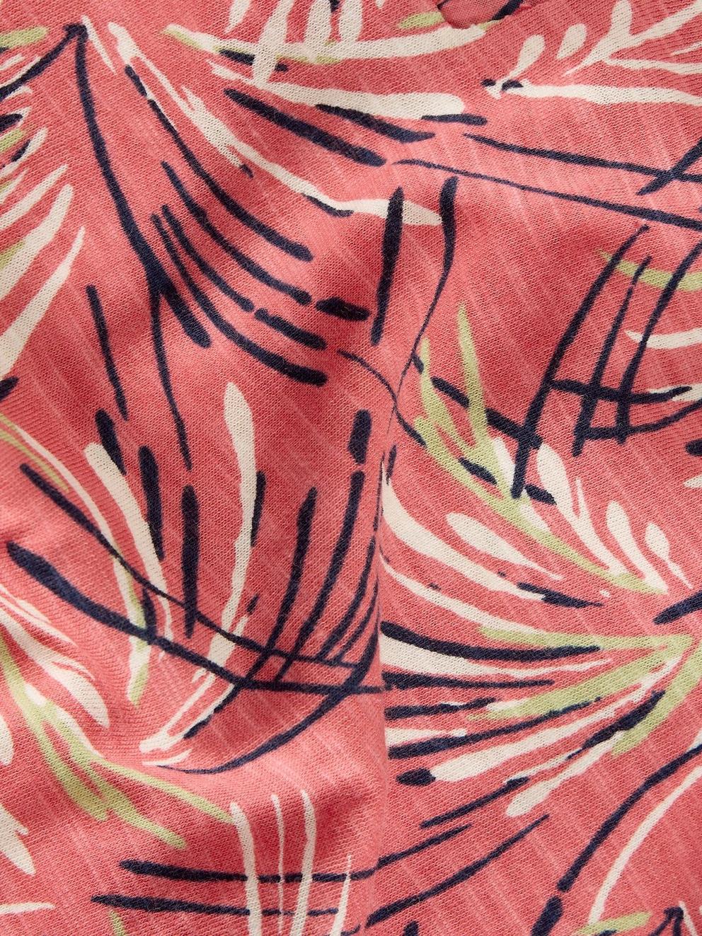 WEAVER NOTCH NECK SHORT SLEEVE TEE in PINK MLT - FLAT DETAIL