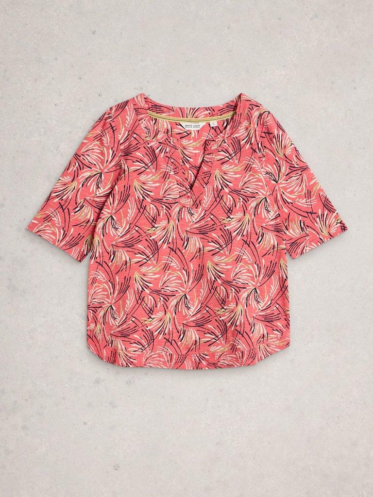 WEAVER NOTCH NECK SHORT SLEEVE TEE in PINK MLT - FLAT FRONT