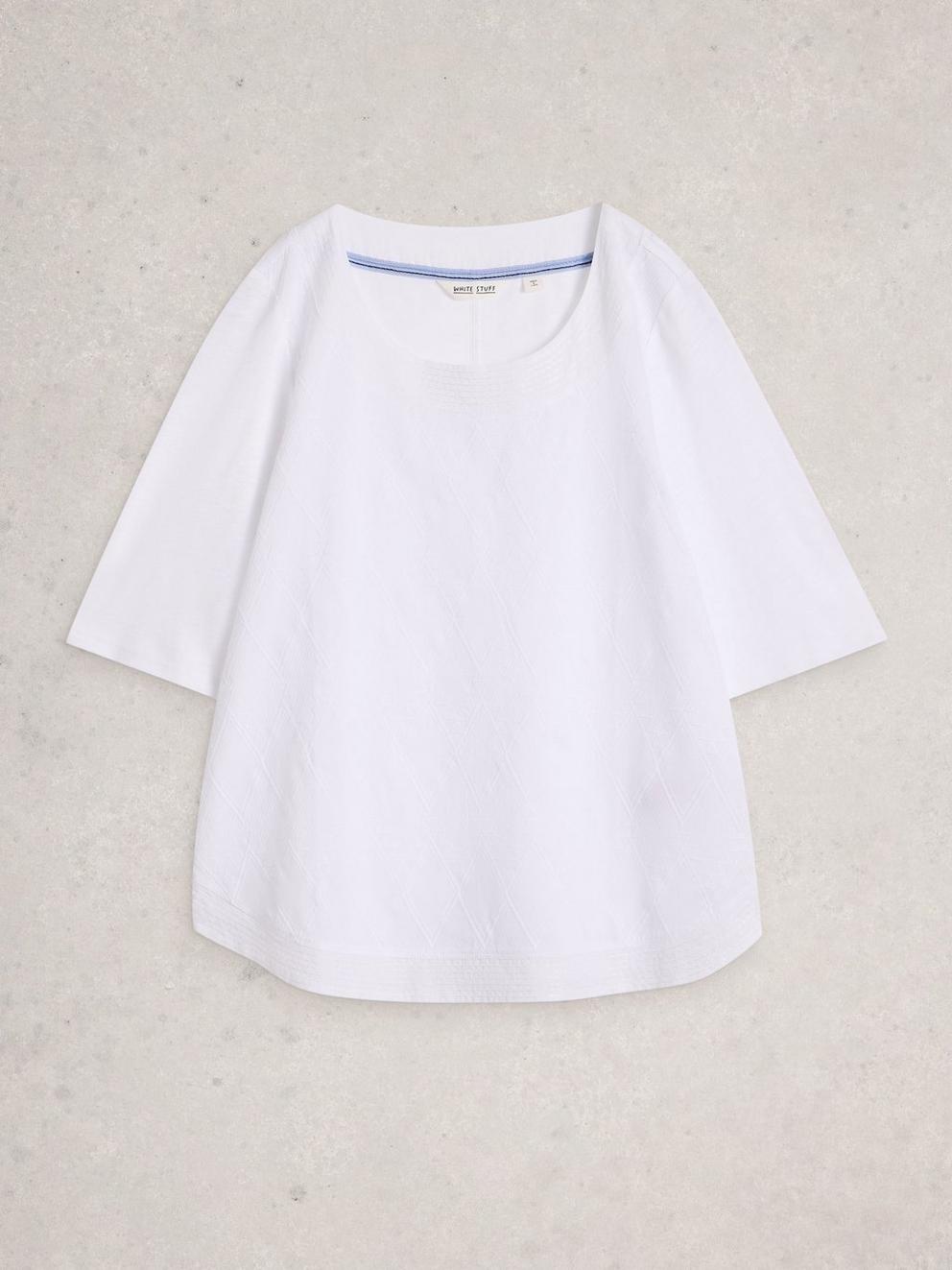 WEAVER BRODERIE TEE in BRIL WHITE - FLAT FRONT