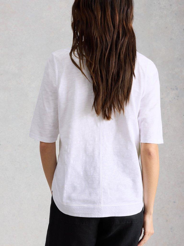 WEAVER BRODERIE TEE in BRIL WHITE - MODEL BACK