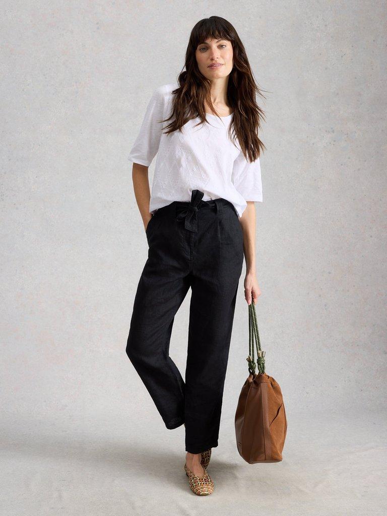 WEAVER BRODERIE TEE in BRIL WHITE - MODEL FRONT