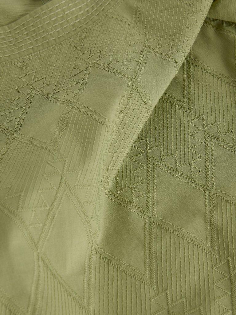 WEAVER BRODERIE TEE in KHAKI GRN - FLAT DETAIL