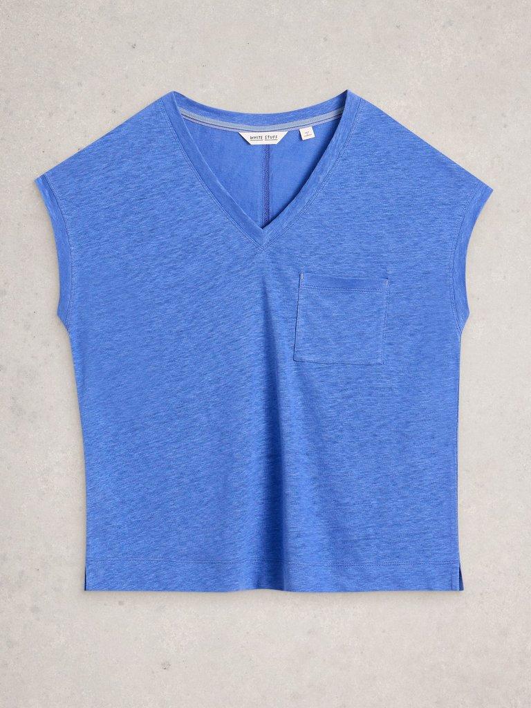 IRIS LINEN TEE in BRT BLUE - FLAT FRONT
