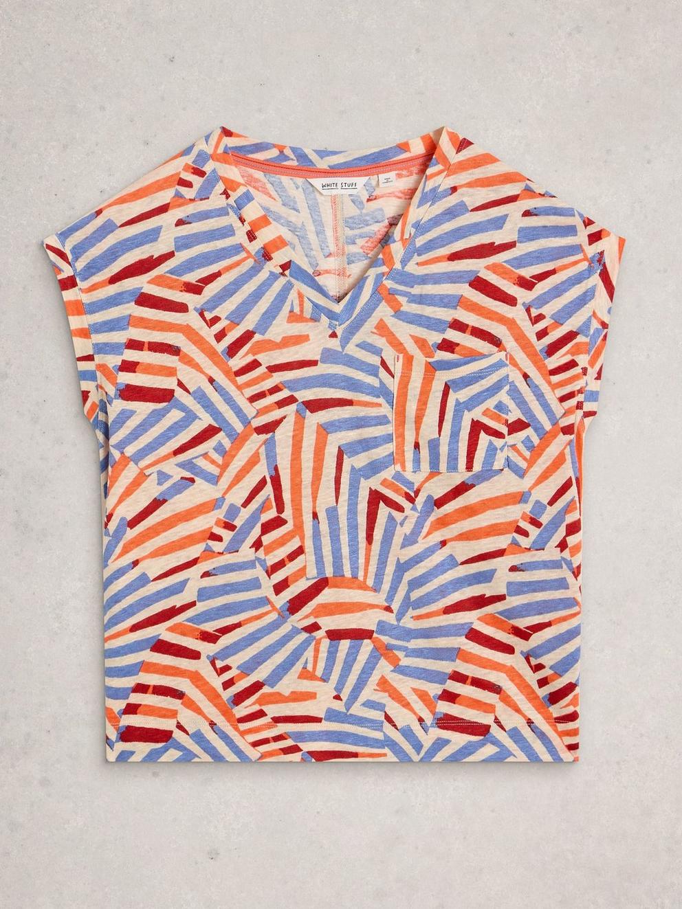 IRIS LINEN TEE in NAT MLT - FLAT FRONT