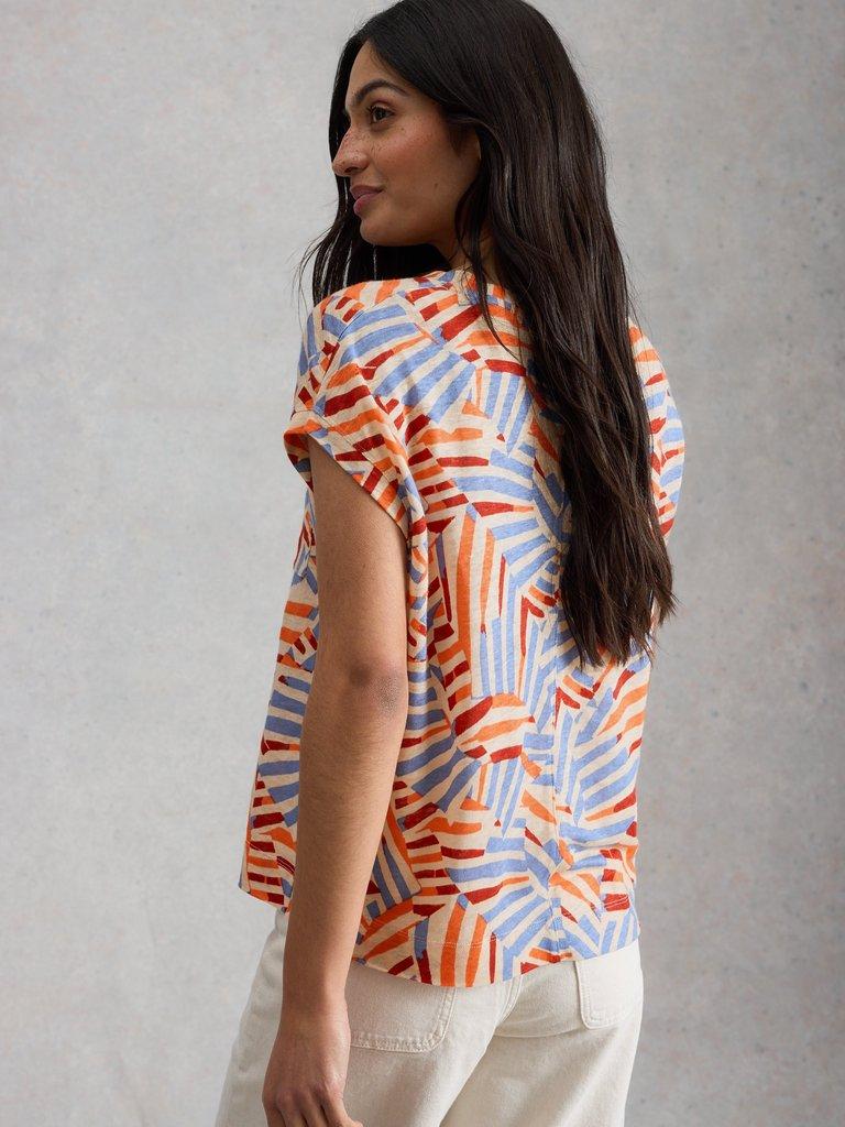 IRIS LINEN TEE in NAT MLT - MODEL BACK