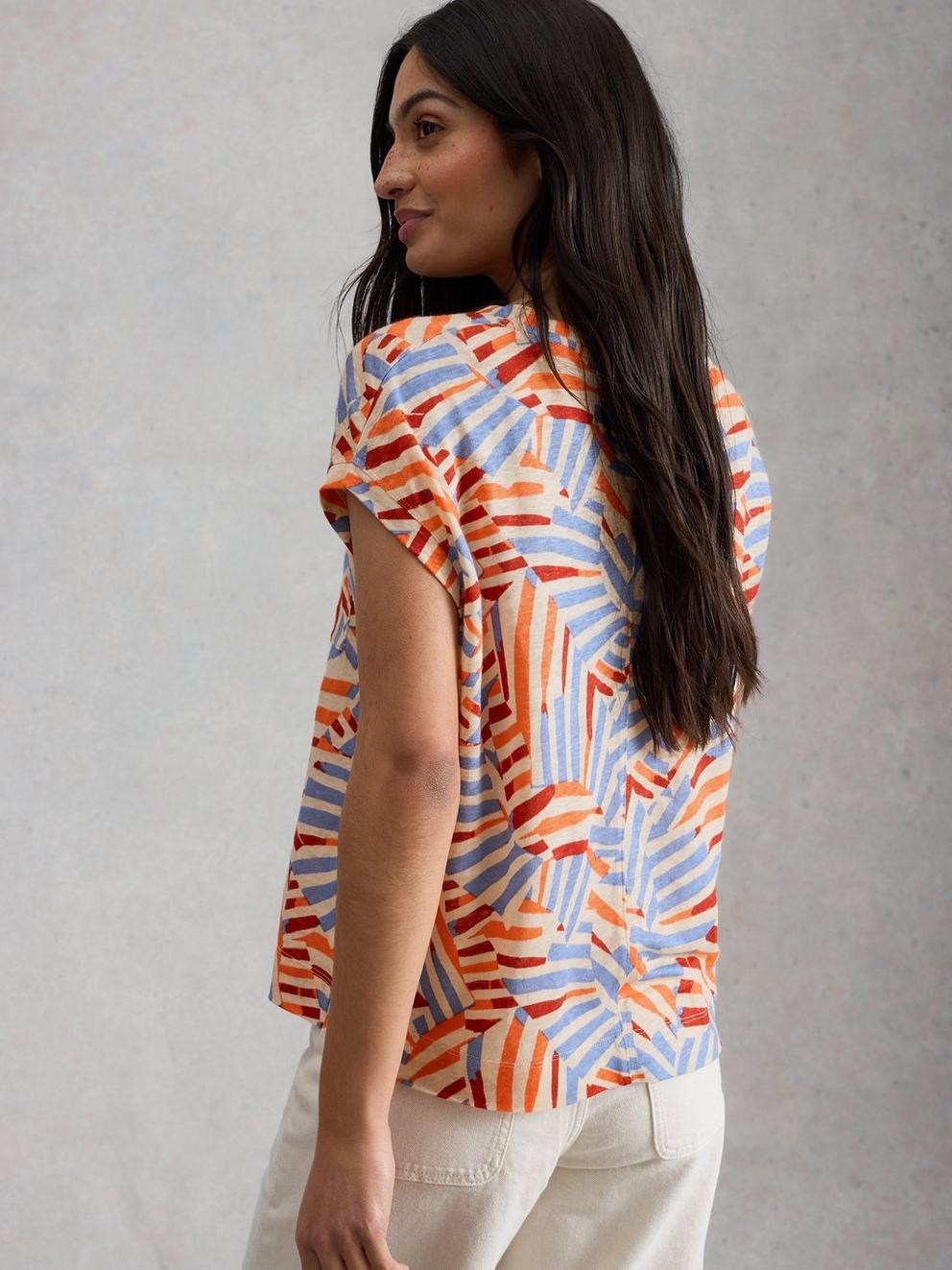 IRIS LINEN TEE in NAT MLT - MODEL BACK