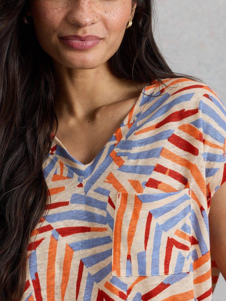 IRIS LINEN TEE in NAT MLT - MODEL DETAIL