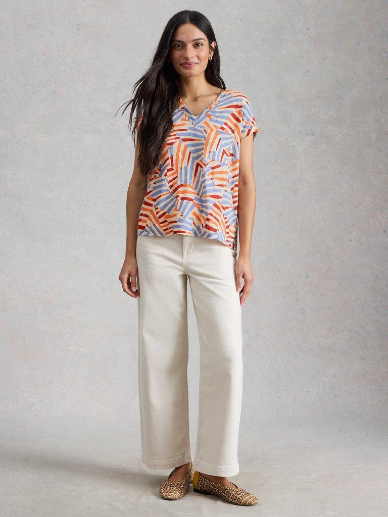 IRIS LINEN TEE in NAT MLT - MODEL FRONT