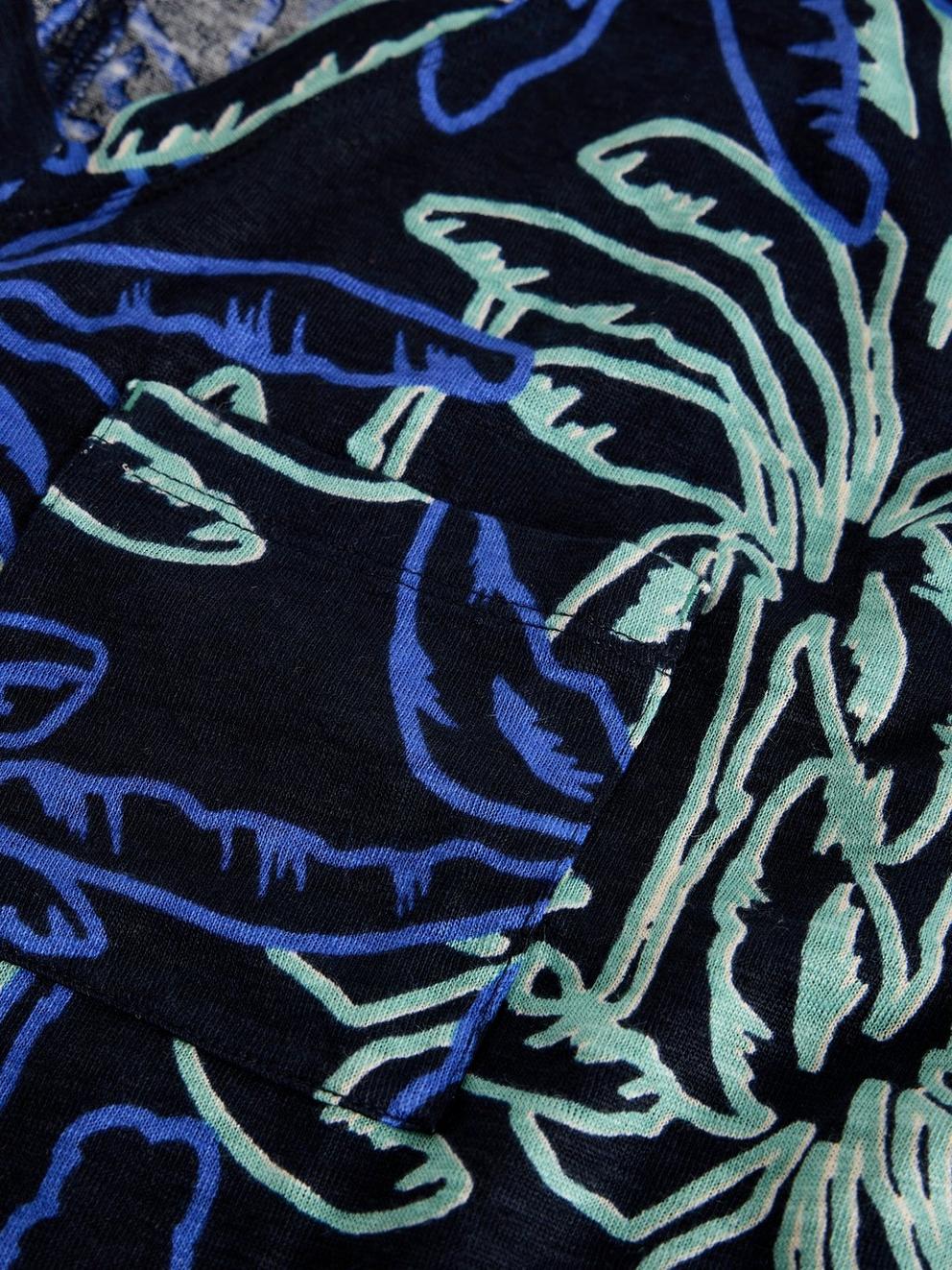 IRIS LINEN TEE in NAVY PR - FLAT DETAIL