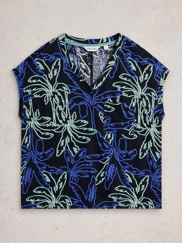 IRIS LINEN TEE in NAVY PR - FLAT FRONT