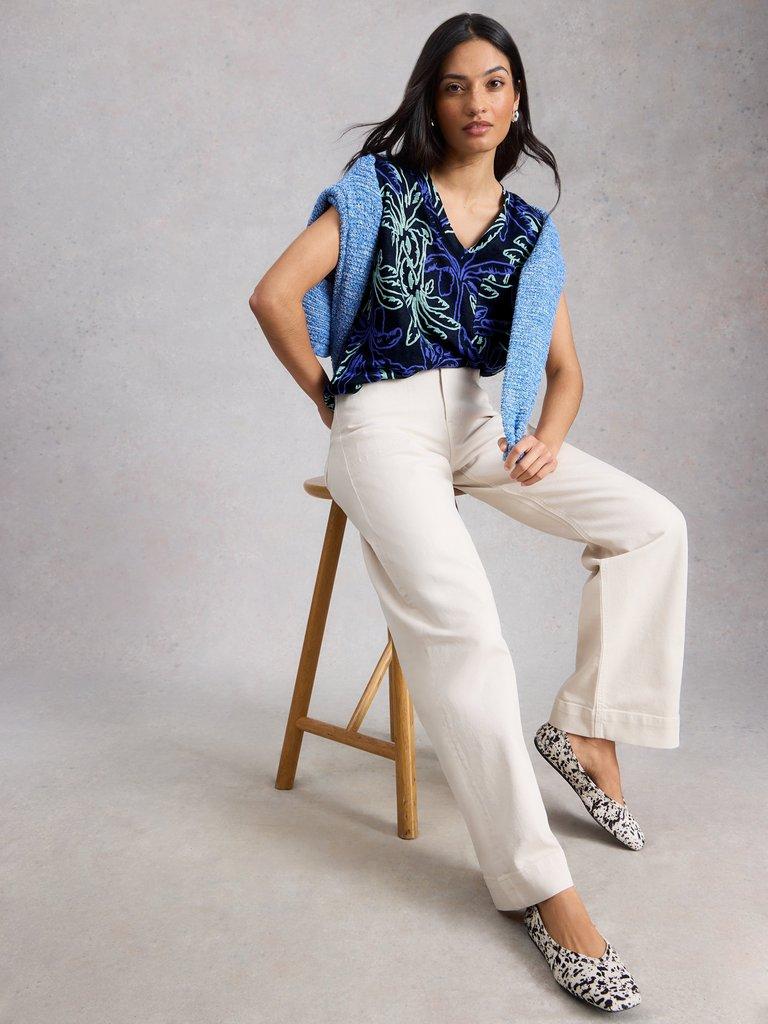 IRIS LINEN TEE in NAVY PR - LIFESTYLE