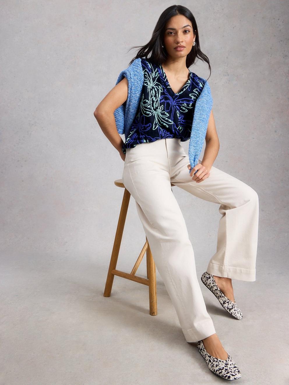 IRIS LINEN TEE in NAVY PR - LIFESTYLE