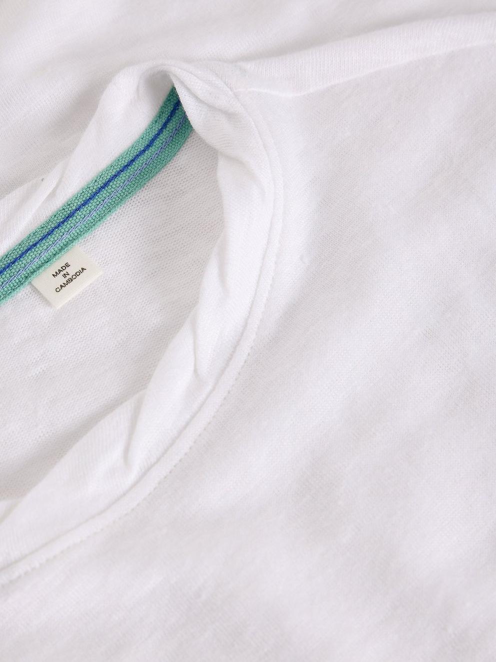 ROWAN LINEN TEE in BRIL WHITE - FLAT DETAIL