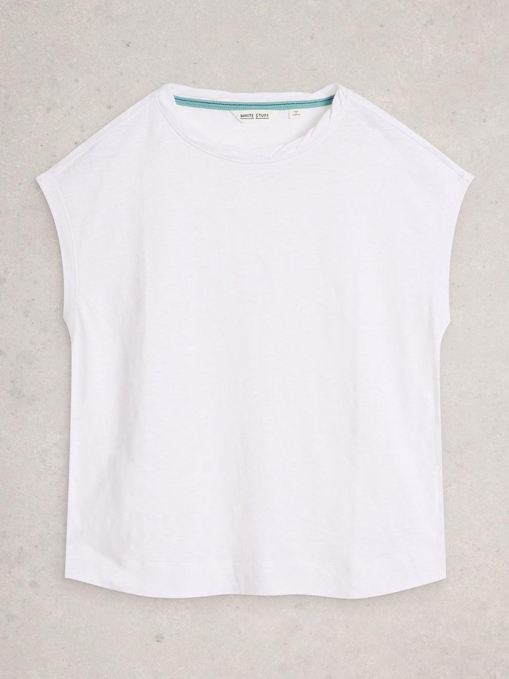 ROWAN LINEN TEE in BRIL WHITE - FLAT FRONT