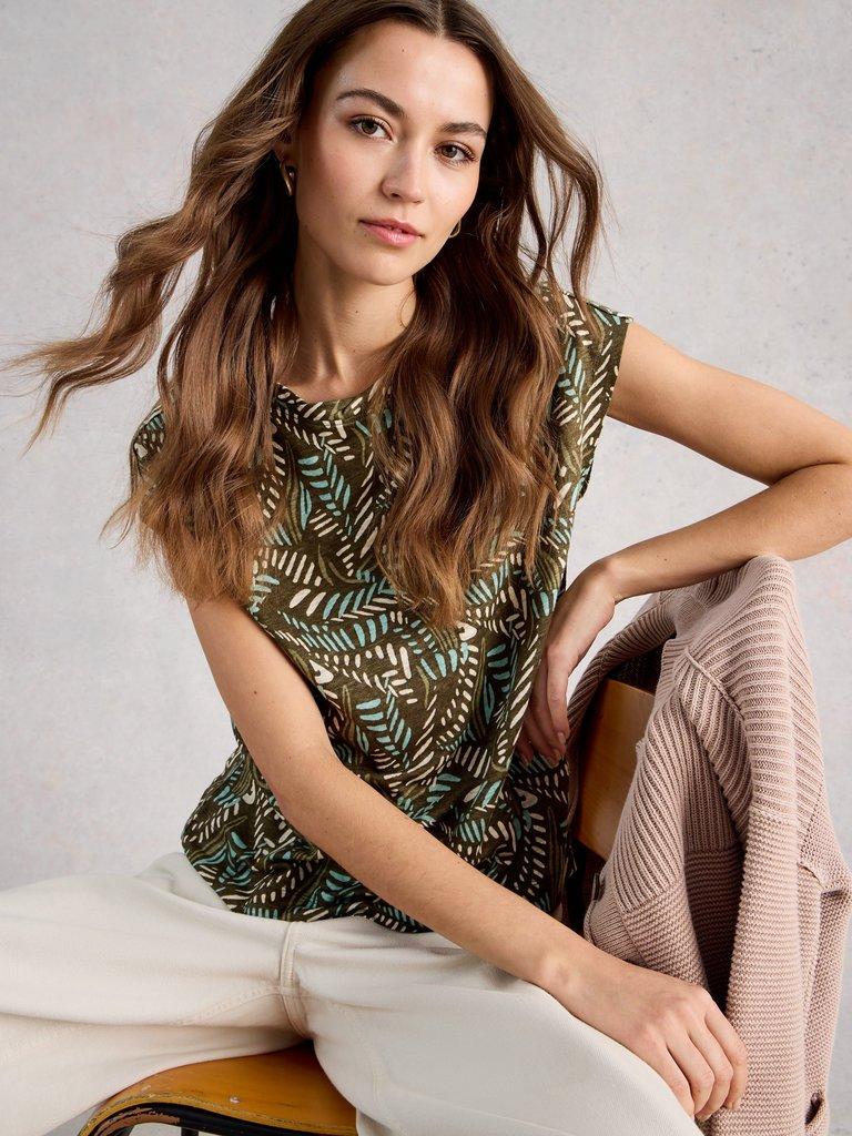 ROWAN LINEN TEE in GREEN PR - LIFESTYLE