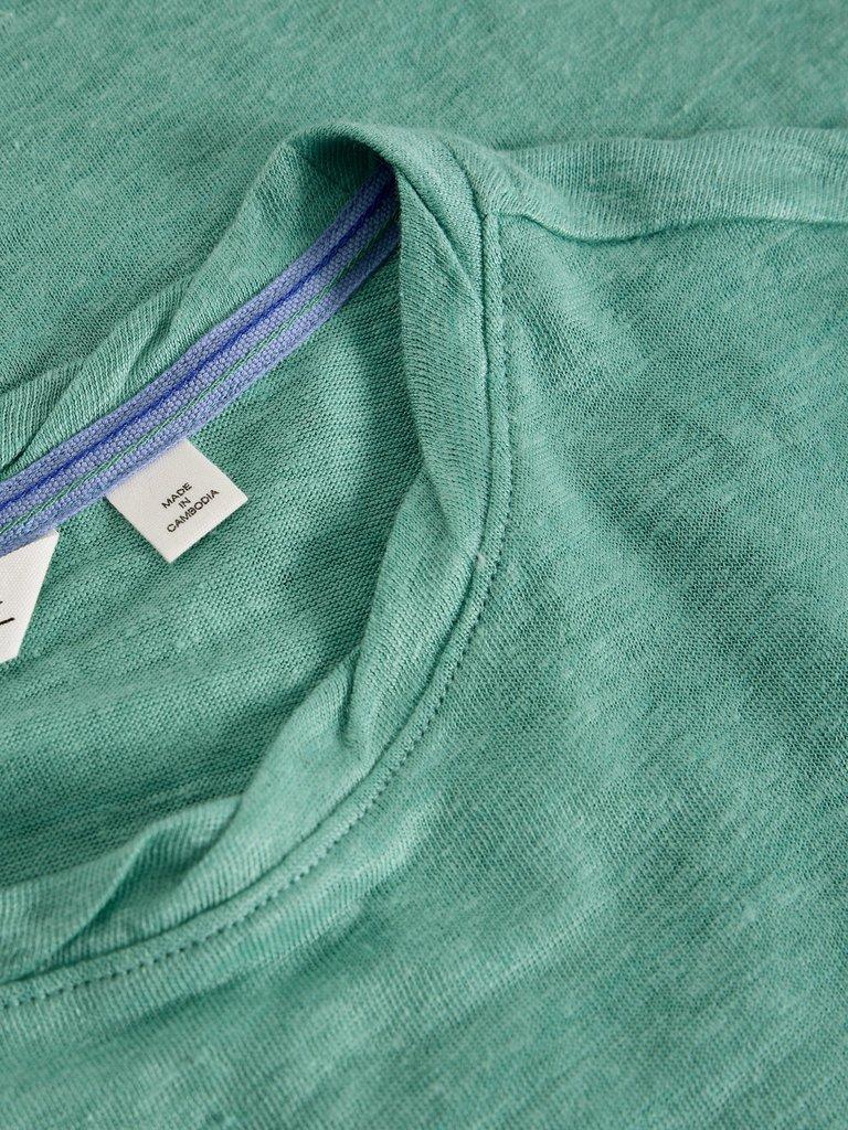 ROWAN LINEN TEE in MID TEAL - FLAT DETAIL