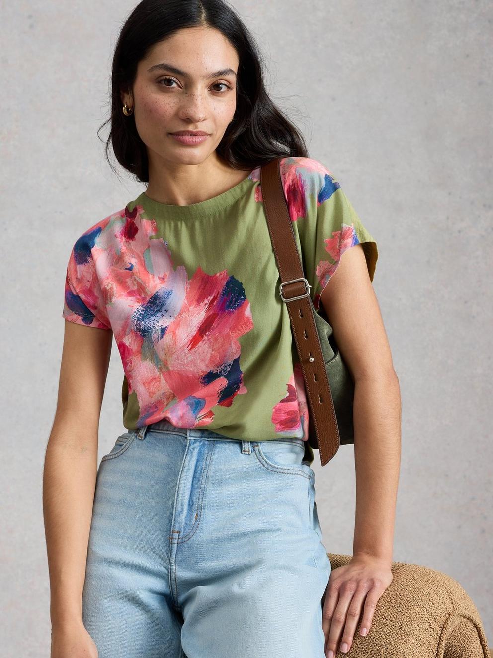 WOVEN MIX TEE in GREEN PR - LIFESTYLE