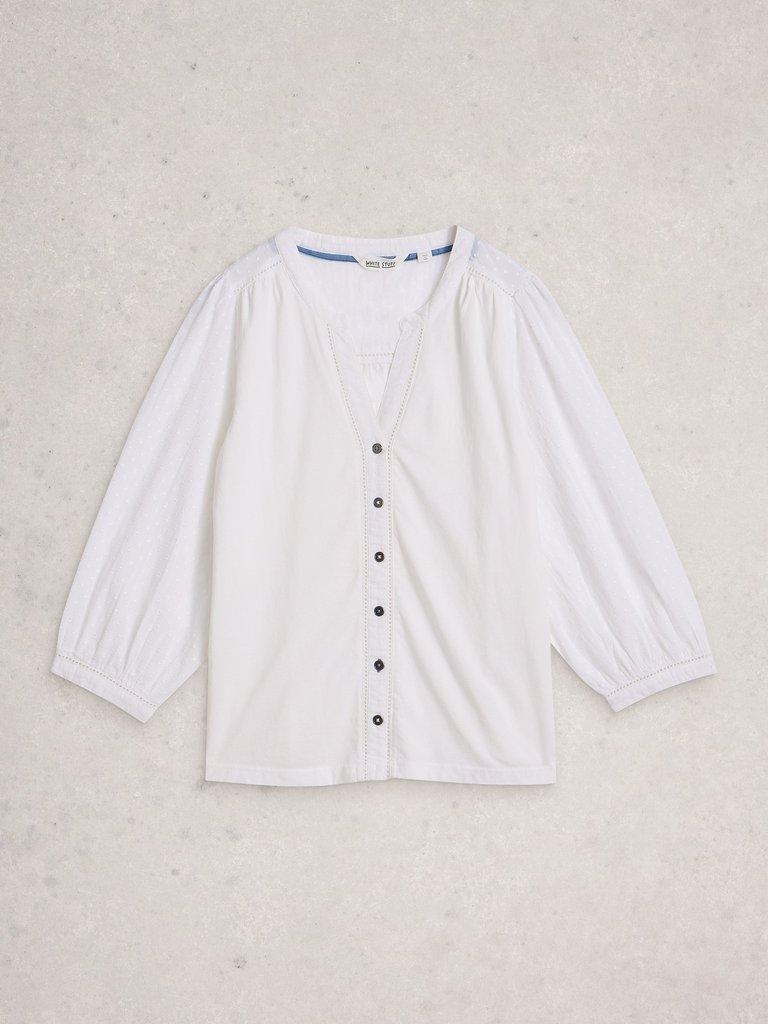 DAISY DOBBY MIX TOP in BRIL WHITE - FLAT FRONT