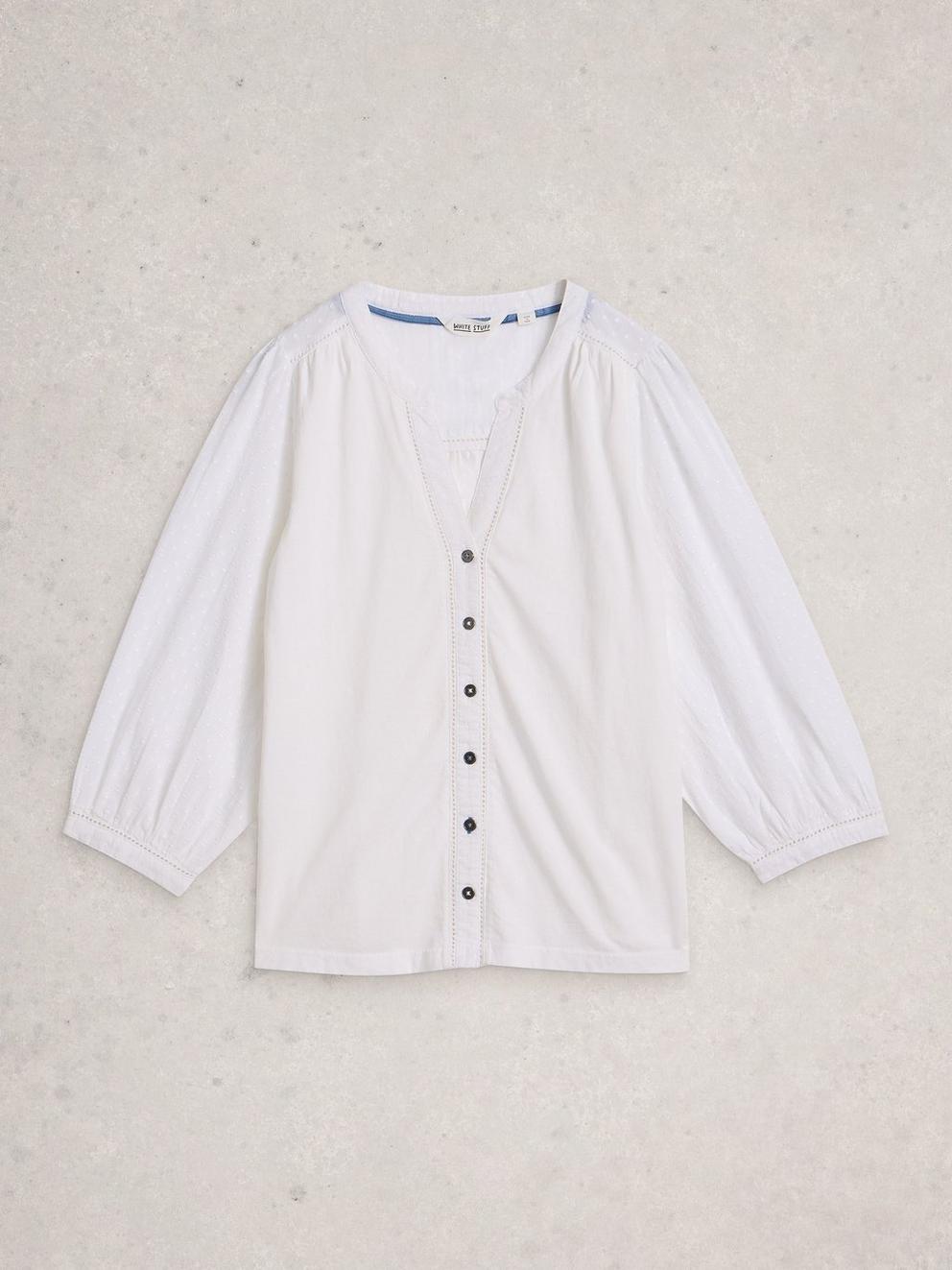 DAISY DOBBY MIX TOP in BRIL WHITE - FLAT FRONT