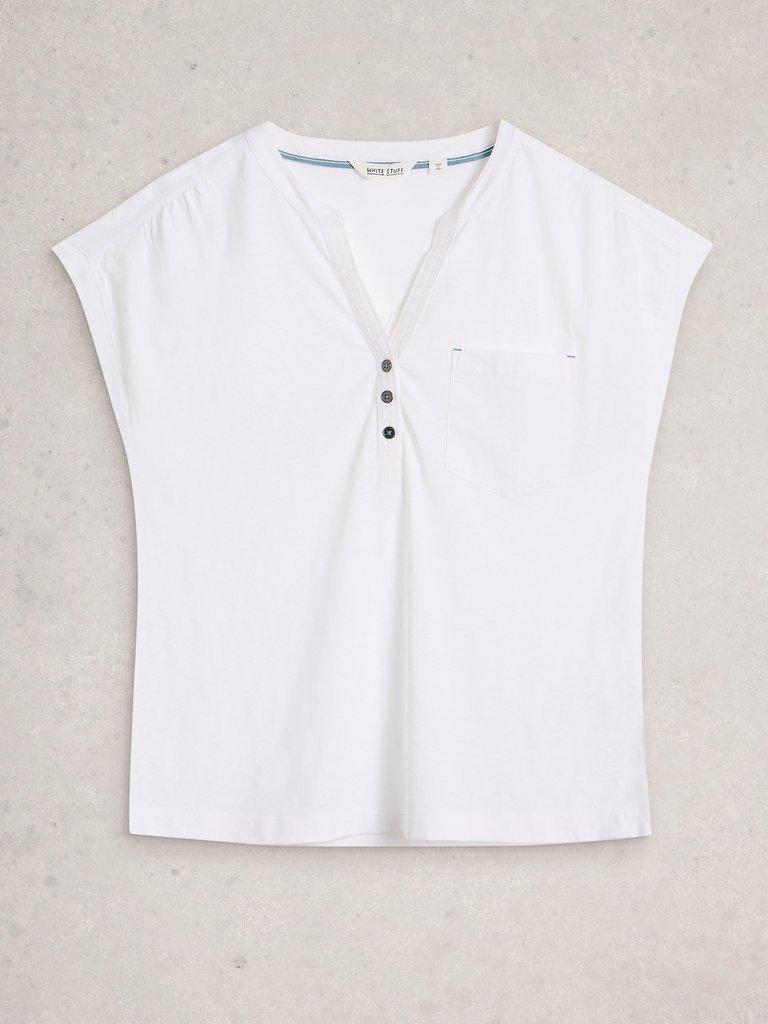 CECILY SLEEVELESS SHIRT in BRIL WHITE - FLAT FRONT