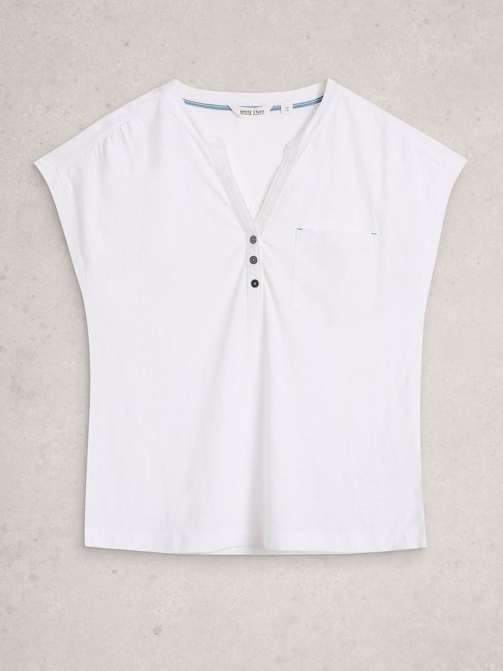CECILY SLEEVELESS SHIRT in BRIL WHITE - FLAT FRONT