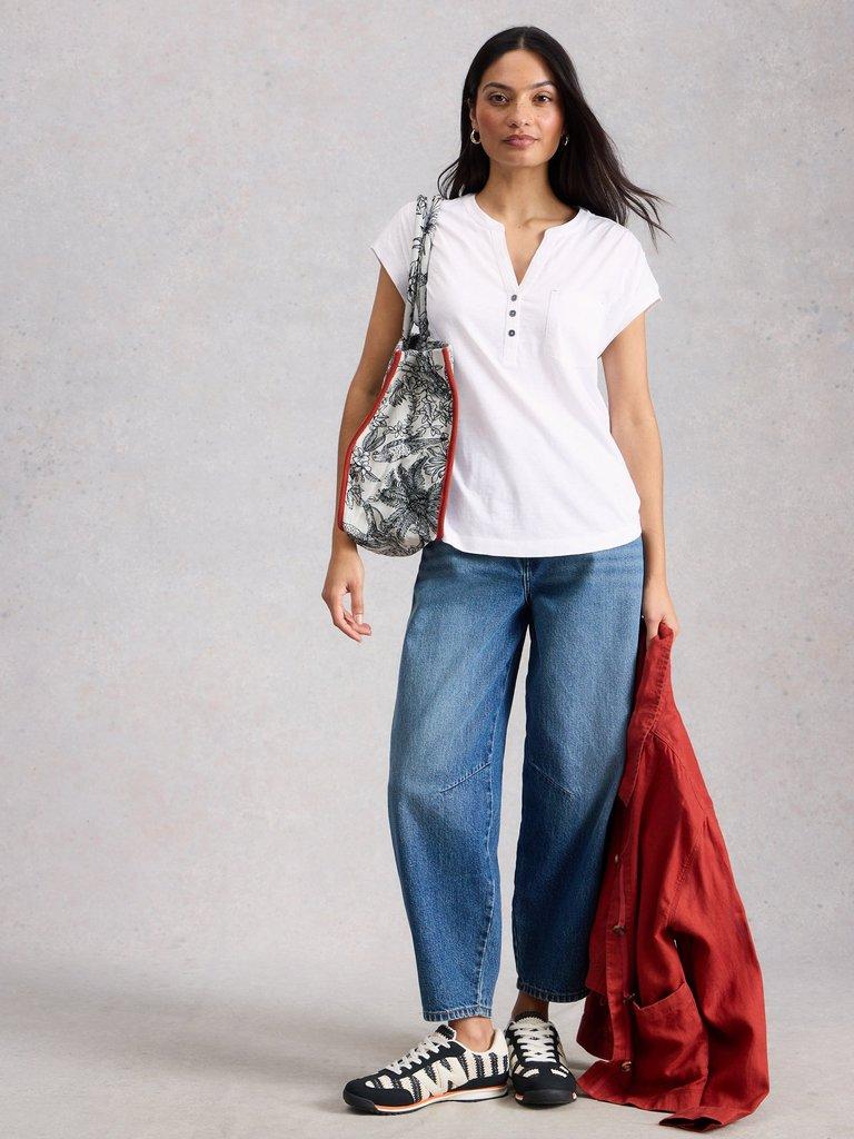 CECILY SLEEVELESS SHIRT in BRIL WHITE - MODEL FRONT