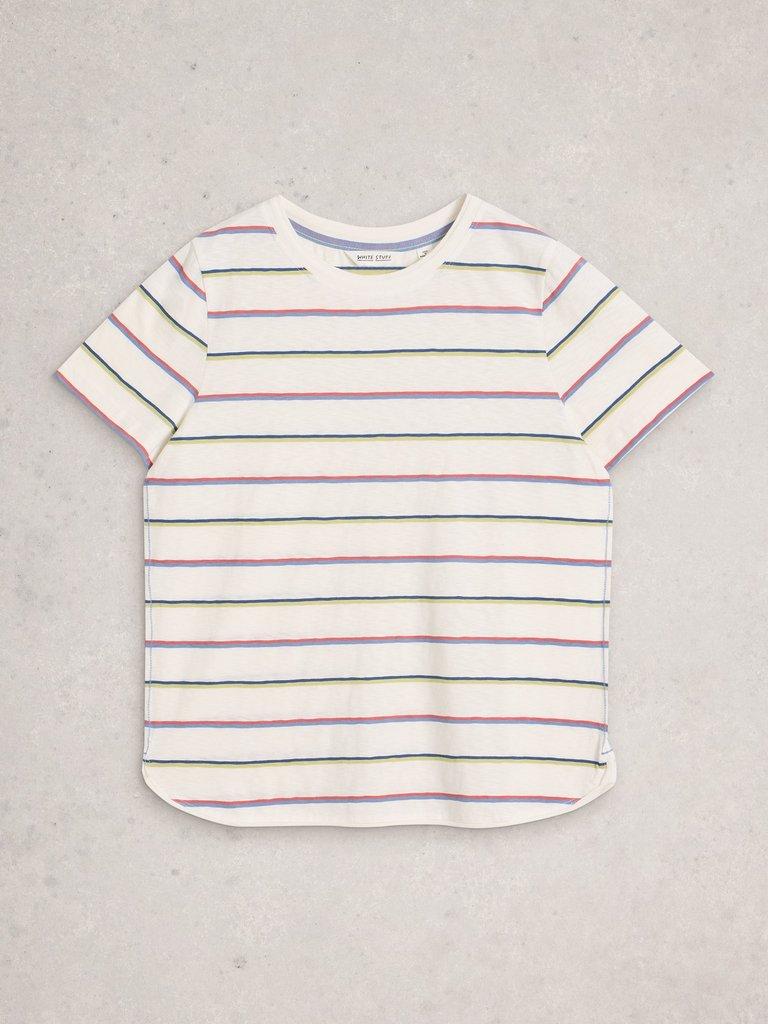 CLARA STRIPE SHORT SLEEVE TEE in IVORY MLT - FLAT FRONT