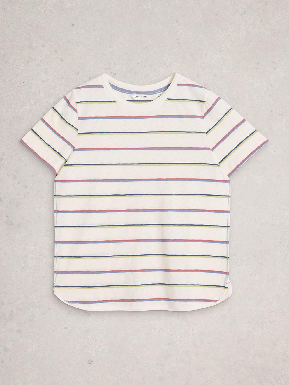 CLARA STRIPE SHORT SLEEVE TEE in IVORY MLT - FLAT FRONT