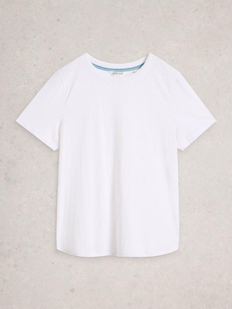 CLARA CREW NECK SHORT SLEEVE TEE in BRIL WHITE - FLAT FRONT