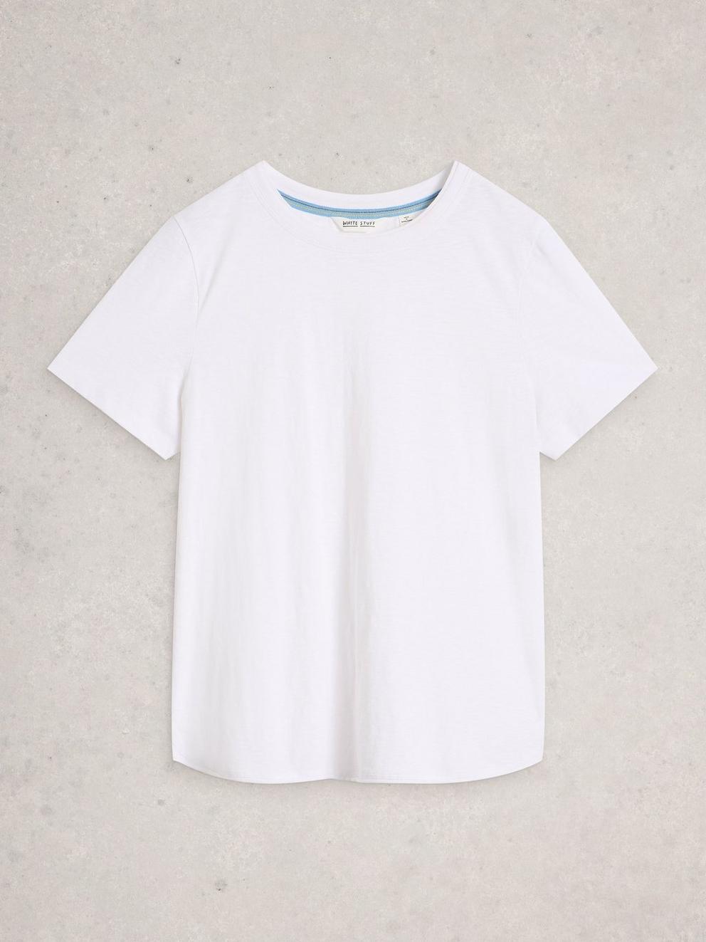 CLARA CREW NECK SHORT SLEEVE TEE in BRIL WHITE - FLAT FRONT