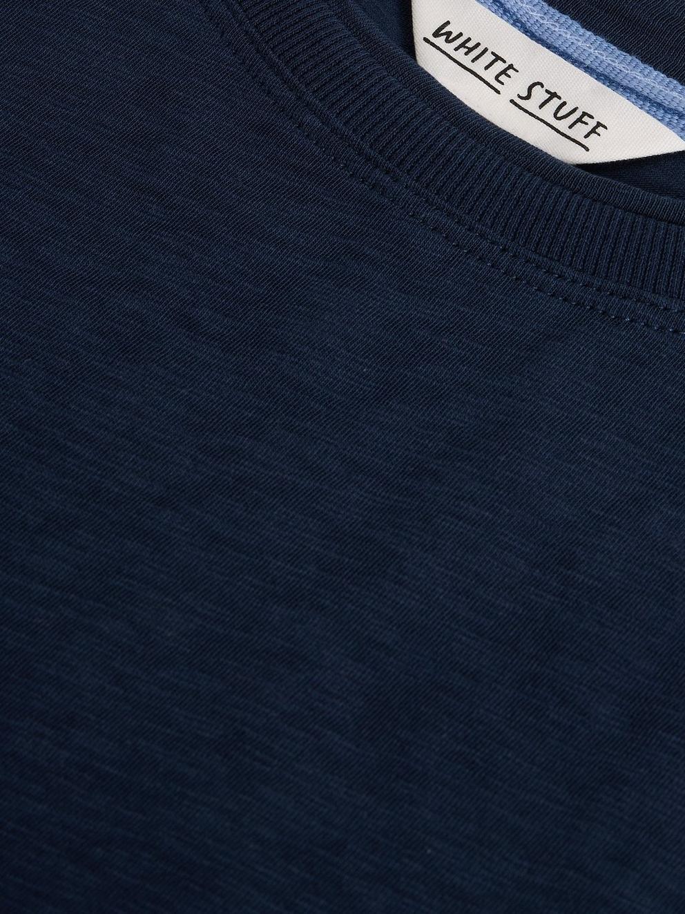 CLARA CREW NECK SHORT SLEEVE TEE in DARK NAVY - FLAT DETAIL