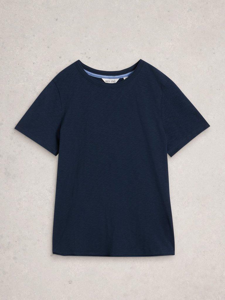 CLARA CREW NECK SHORT SLEEVE TEE in DARK NAVY - FLAT FRONT