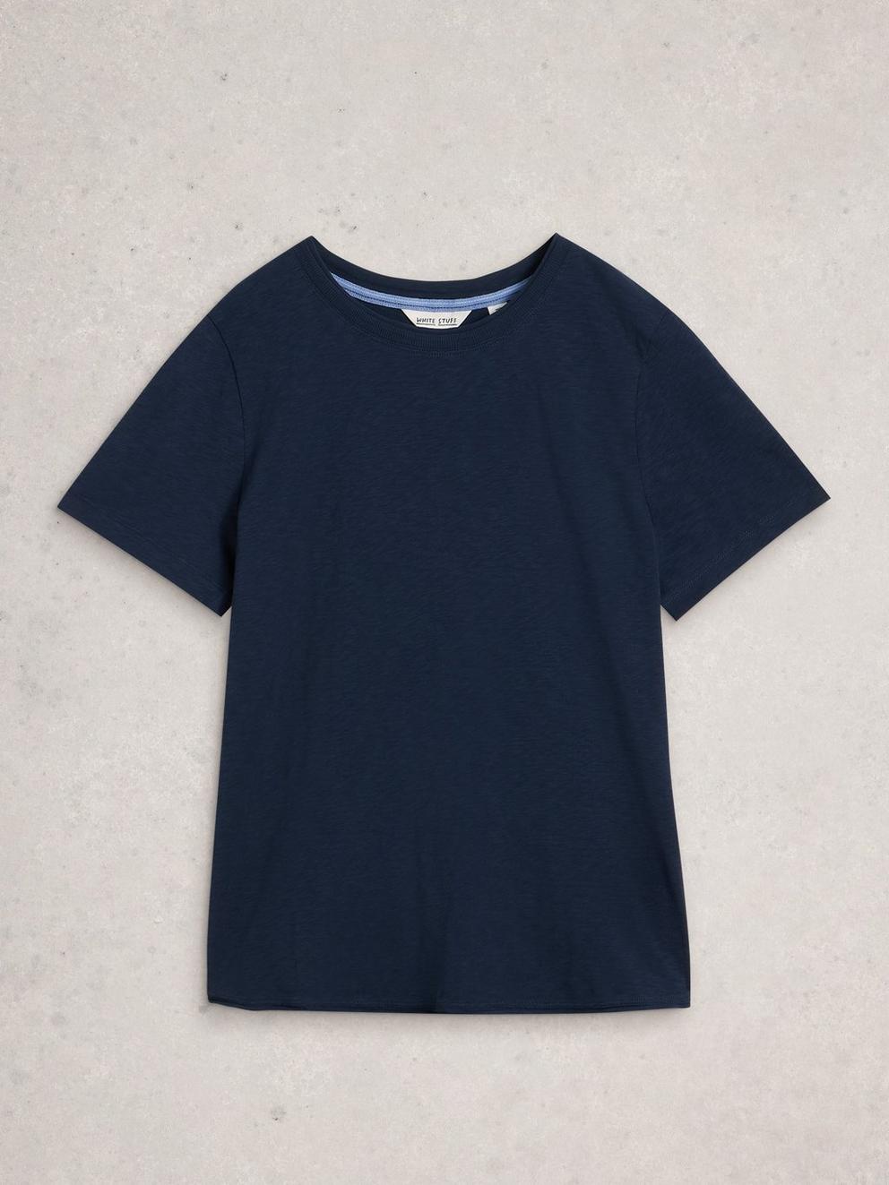 CLARA CREW NECK SHORT SLEEVE TEE in DARK NAVY - FLAT FRONT