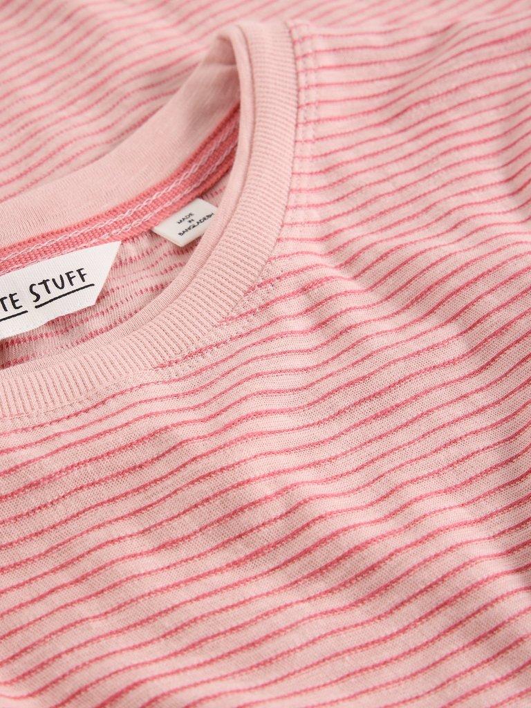 CLARA TEXTURE SHORT SLEEVE TEE in MID PINK - FLAT DETAIL
