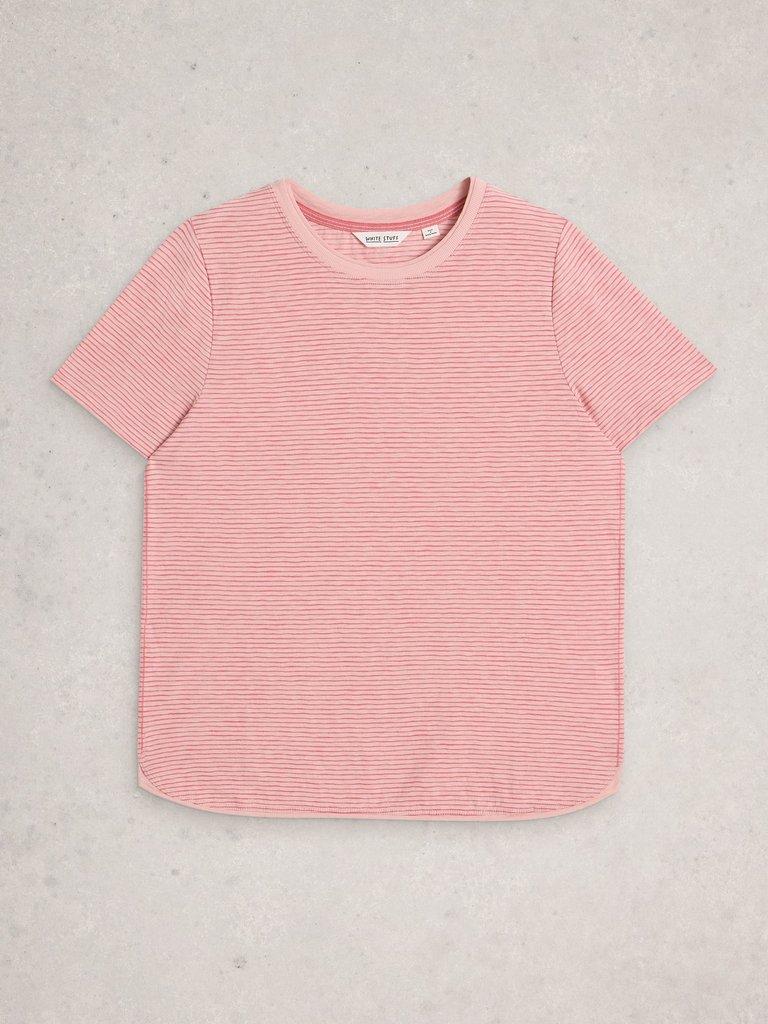 CLARA TEXTURE SHORT SLEEVE TEE in MID PINK - FLAT FRONT