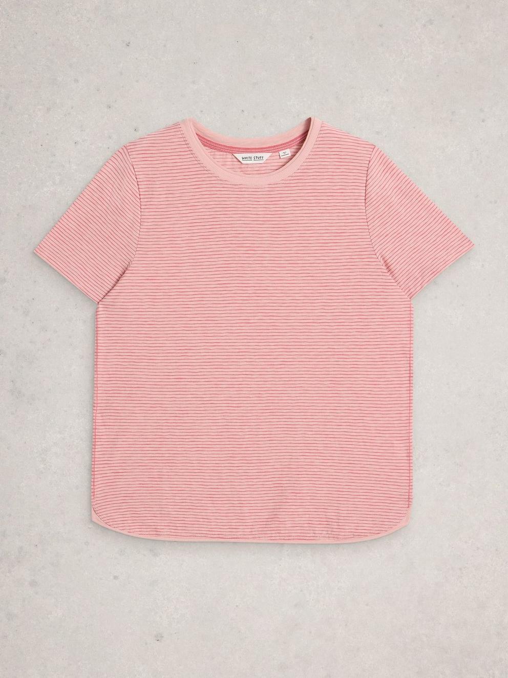 CLARA TEXTURE SHORT SLEEVE TEE in MID PINK - FLAT FRONT