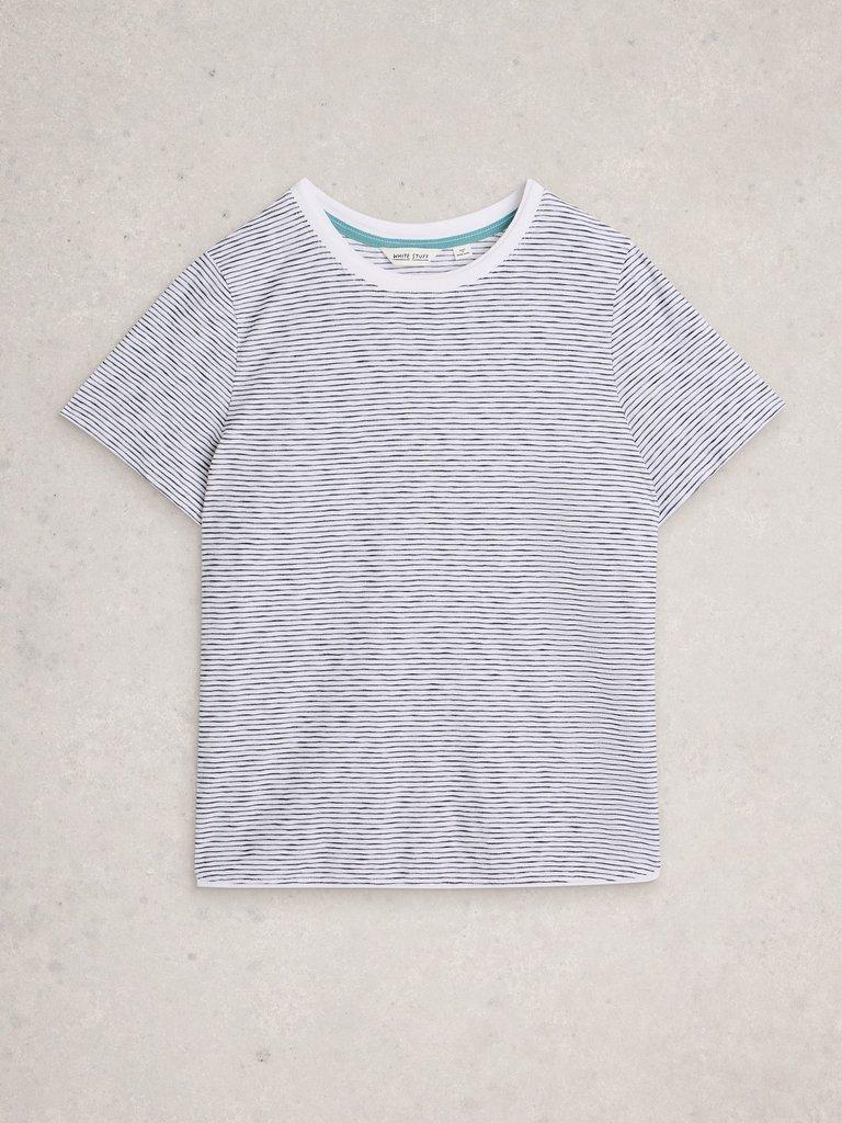 CLARA TEXTURE SHORT SLEEVE TEE in WHITE MLT - FLAT FRONT